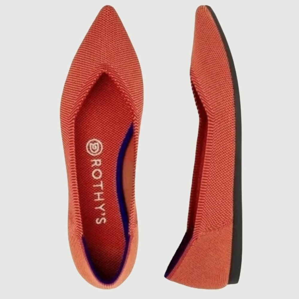 RETIRED Rothy's Persimmon Orange The Pointed Flat, Size 8